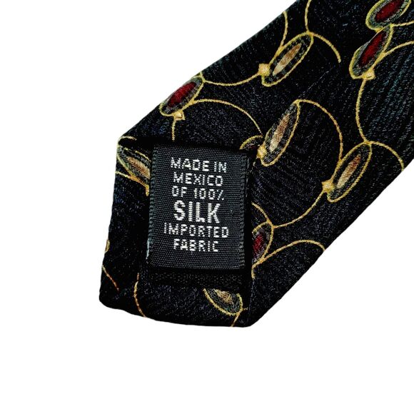 BILL BLASS NEO Black Tie Gold Silk Necktie 4 X 58 - Picture 3 of 4
